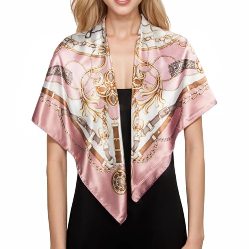 Head Hair Scarf for Women Summer Satin Silk Scarf Hair Wrapping Bandana Mulberry Large Square Scarves 90 * 90cm4