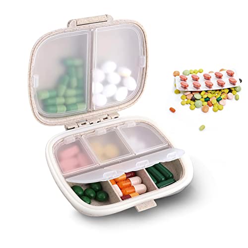 Pilulier De Voyage Avec 8 Compartiments - Petit Format (6x6x7.3 Cm) - Neuf, Idéal Pour Médicaments Quotidiens