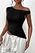 PRETTYGARDEN Womens Off The Shoulder Y2K Tops 2026 Summer Sleeveless Asymmetrical Ruched Going Out Tank Top Fashion Clothing (Black,X-Large)