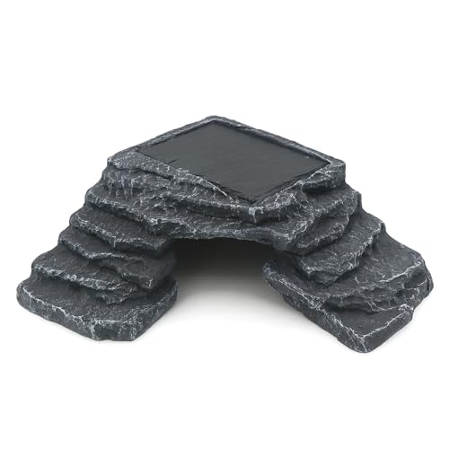 Image of AQUA KT Reptile Basking Platform with Climbing Ramp Ledge Turtle Dock Resting Rock for Bearded Dragon Leopard Crested Gecko Lizard Hide Cave Amphibian Decoration