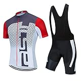 PSPORT Herren Radtrikot Set, Sommer Jungen Trägerhose Anzüge Mountainbike Radfahren Kleidung Set Radfahren Reiten Trikots Atmungsaktiv