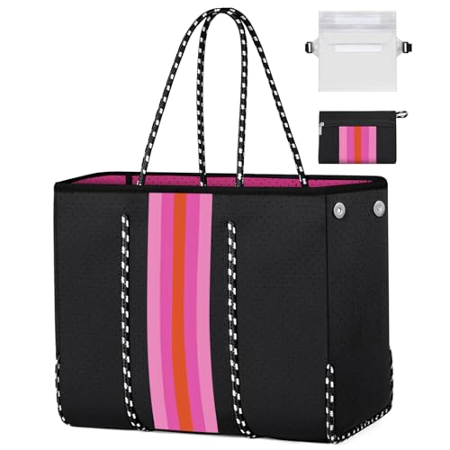 Image of IBFUN Neoprene Tote Bag Large Beach Bag for Women Pool Gym Tote Bag Travel Tote Bag