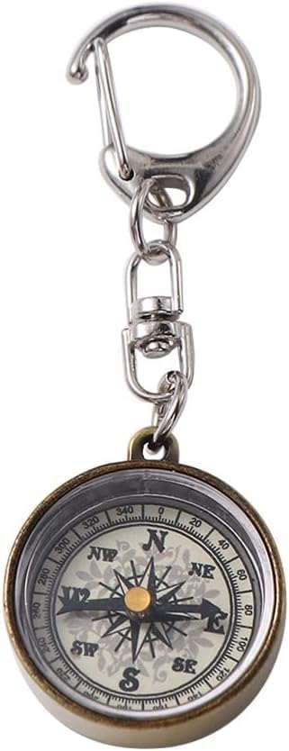 Brújula metálica vintage con cadena y diseño dorado miniatura 2