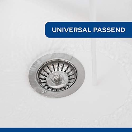 Siebkörbchen Spüle - Spüle Sieb - Universal Spülbecken Sieb aus gehärtetem Stahl mit innovativer Stöpsel Funktion - Blanco Siebkörbchen - Ideal als Blanco Spülen Ersatzteil (Ø 79 mm) (Packung mit 2)