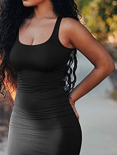 YFANG Women's Casual Tank Top Bodycon Dress Basic Sleeveless Club Mini Dress4