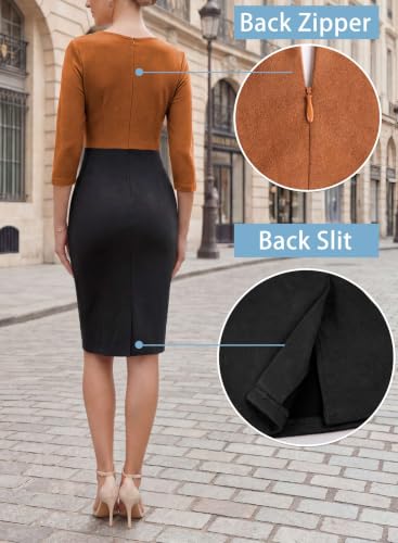 Image of VFSHOW Womens Front Zipper Work Office Business Casual Church Sheath Dress