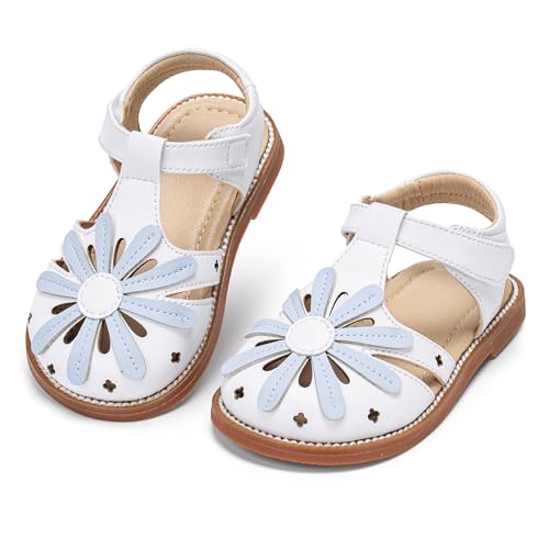 Image of Kolan Toddler Girl Sandals Open Toe Flat Princess Dress Shoes Little Kids