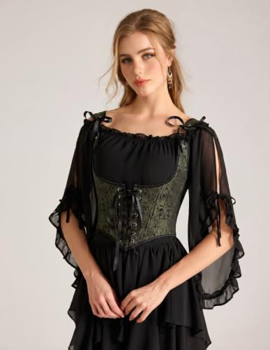 Image of Scarlet Darkness Corset Tops for Women Renaissance Underbust Corset Boned Lace Up Corsets