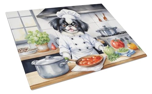 Caroline's Treasures DAC6271LCB Japanese Chin The Chef Glass Cutting Board Decorative Tempered Glass Kitchen Cutting and Serving Board Large Size Chopping Board