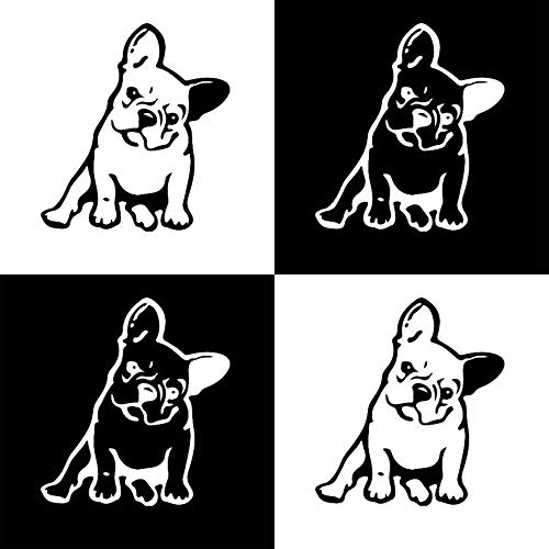Adesivo in vinile, 4 pezzi, motivo: bulldog francese per auto, camion, finestre, computer portatile, colore: bianco e nero