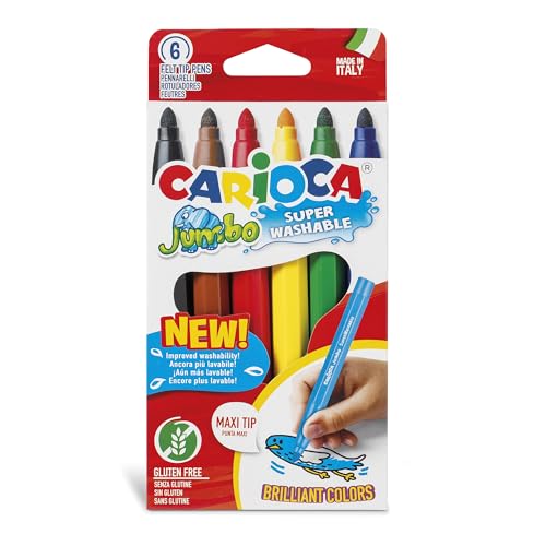 CARIOCA Pennarelli Jumbo Box, Pennarelli Colorati per Bambini con Punta