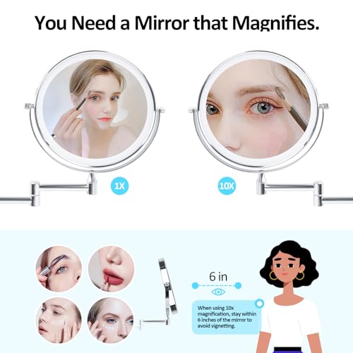 Seaemiko MAKEUP MIRROR-04 8 Inch Wall Mounted Lighted Makeup Mirror thumb #3