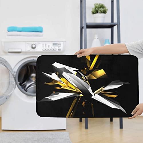 Abstraktes Schwarz / Weiß / Gelb Druck Teppich Pads Badematte Badteppich Set 3-teilig + Konturteppich + Toilettendeckelbezug – Bild 8