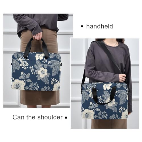 Maletín para laptop 15.6" con diseño flores navy miniatura 2