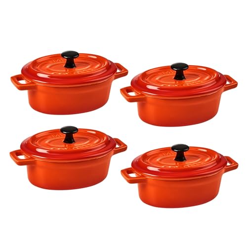 BUTLERS Mini-Auflaufform oval aus Keramik | kleine Auflaufform mit Deckel | backofenfest | auch als Soufflé Förmchen und Tapas-Schalenset geeignet