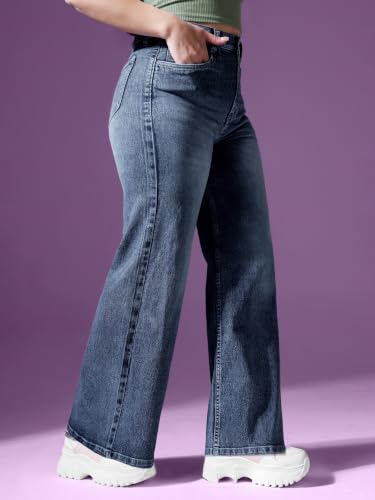 Image of Miss Chase A+ Women's Wide Leg High Rise Regular Length Stretchable Denim Jeans