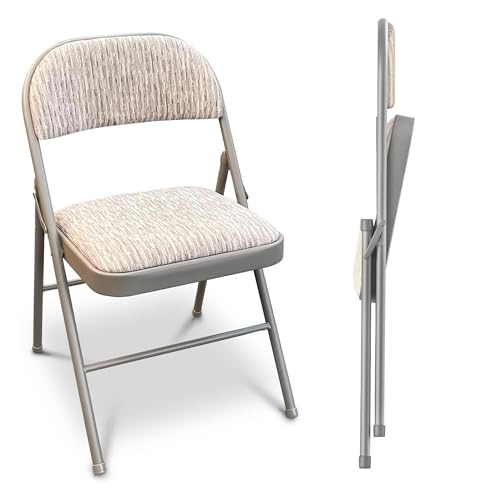 JupiterJX Folding Chairs Set Of 1 Padded Fabric Seat, Heavy Duty Metal Frame Folding Back Rest Chair...