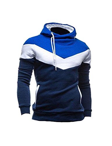 Zacoo Herren Kapuzenpullover Sweatshirt Hoodie Kapuze Pullover(Erhalten Sie 1 freien Charme nach dem Zufall) Größe L DunkelBlau+Denim Blau