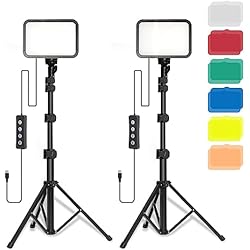 Tripode Para Fotografia De Producto Stynice 2 Pack Luz Video LED-con trípode Ajustable y Filtro de Color, USB, Adecuado para Videos de Youtube, fotografía de Productos, Video fotográfico, iluminación de conferencias