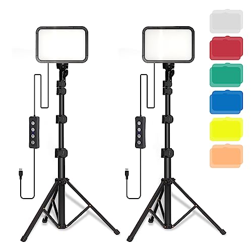 Stynice 2 Pack Luz Video LED-con trípode Ajustable y Filtro de Color, USB, Adecuado para Videos de Youtube, fotografía de Productos, Video fotográfico, iluminación de conferencias