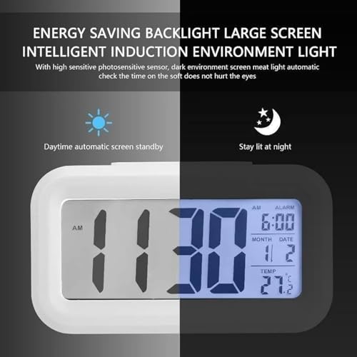 Image of Jamboree!!! Multi-Function Digital Alarm Clock with Temperature, Date, Alarm & Snooze, LED Desk Clock for Home & Office (White)