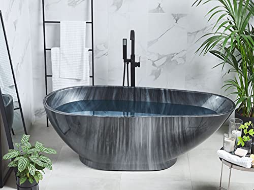 Badewanne freistehend Walnussform im Marmor Look schwarz 170 x 80 cm Rioja