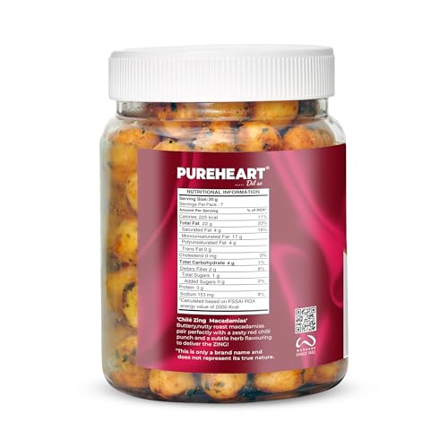 Image of PUREHEART Nutreat Chile Zing Australian Macadamias - Spicy Roasted Macadamia Nuts | Buttery Crunch Snack | 230g | Gluten-Free & Keto-Friendly