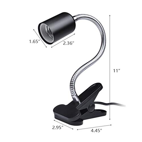 Superdream Us Plug Flexible Aluminium Wire Neck With On/Off Switch For E26/E27 Socket Desk Lamp Clip Holder Black #TOP3