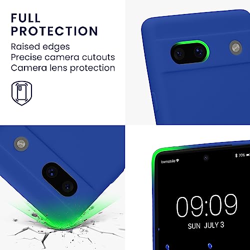 kwmobile Case for Google Pixel 7a Case - Protective Slim TPU Phone Cover - Soft Matte Finish - Baltic Blue - Image 3