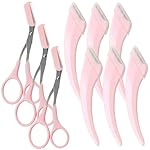 9 Pcs Eyebrow Trimmer Scissors with Comb, Curved Eye Brow Razor, Non-Slip Stainless Steel Facial Hair Removal Grooming, Brow Shaping Beard Shaving Kit Beauty Accessories for Women Men