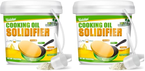 Polvo Solidificador de Aceite de Cocina Natural 500g, Solidifica Hasta 8.5L de Aceite de Fritura, Polvo Solidificador de Grasa para la Cocina, Fácil Eliminación de la Grasa Residual (Paquete de 2)