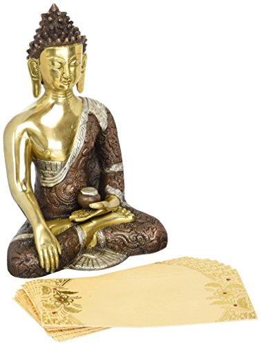Aone India Buddha Brass Statues Earth Touching Tibetan Sakyamuni Buddhist Large Sculpture + Cash Envelope (Pack Of 10) #TOP29