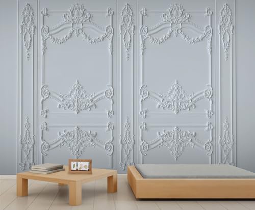 European Style Wall Murals Gypsum Classic Mural Gray Retro Embossed Pattern Wallpaper 3D Large Photo Wallpaper for Bedroom Kids Room Apartment 144