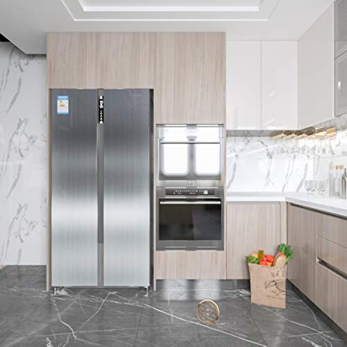 Bayya Silver Contact Paper【Thicken】 Stainless Steel Metallic Look Kitchen Backsplash Wallpaper Peel Stick Oil Proof Waterproof Sticker For Dishwasher Fridge Self Adhsesive Removable Wall Sticks #TOP7
