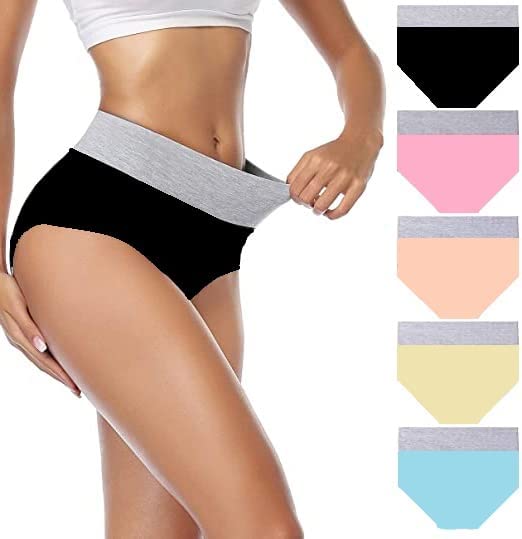 High Waisted Underwear Cotton Underwear for Women Postpartum Panties C Section Plus Size Tummy Control Briefs Pack of 4-image-14