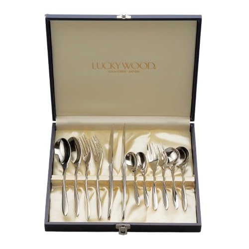 ラッキーウッド(Luckywood) カトラリーセット 結婚式用 プレゼント おしゃれ レストラン カフェ シンプル 夫婦 ステンレス製 洗練された食卓に最適 プレミアム 12pcs No.15000 マリールシリーズ ペアディナーセット