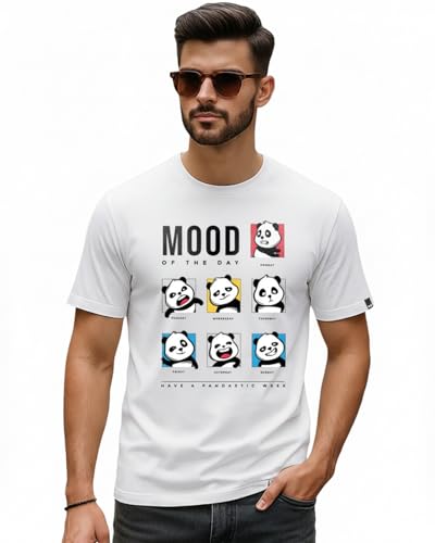 Image of Bewakoof Men's Printed 100% Cotton T-Shirt - Regular Fit, Round Neck, Half Sleeves