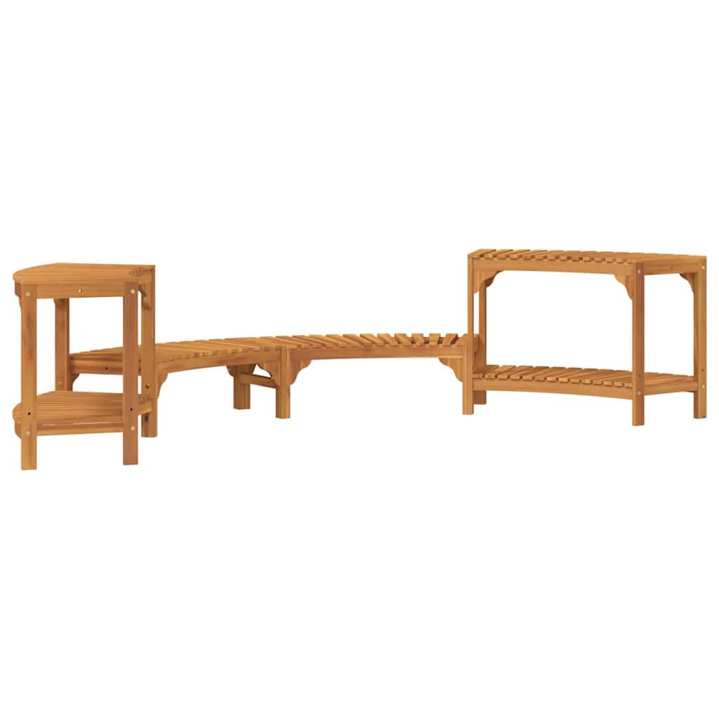 Vasca idromassaggio semicircolare, marrone, in legno di acacia massiccio, 272 x 120 x 55,5 cm, resistente alle intemperie, per esterni, spa, giardino, terrazza, facile da montare e