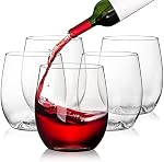 Tebery 32 Pack Unbreakable Plastic Wine Glasses Stemless, 12 Oz Heavy Duty Clear Drinking Glasses Wine Cups, Reusable for Champagne, Dessert, Food Samples, Catering, Weddings