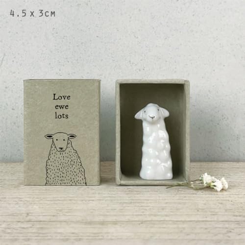 East of India Mini Porcelain Matchbox Sheep Love Ewe Lots, mini gift