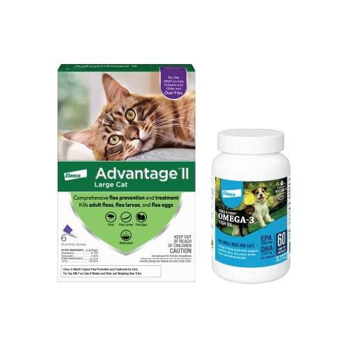 Advantage Ii Vet-Recommended Flea Prevention For Large Cats And Free Form Omega-3 Fish Oil Snip Tips For Small Dogs And Cats | 6-Pack + 60-Count #TOP10
