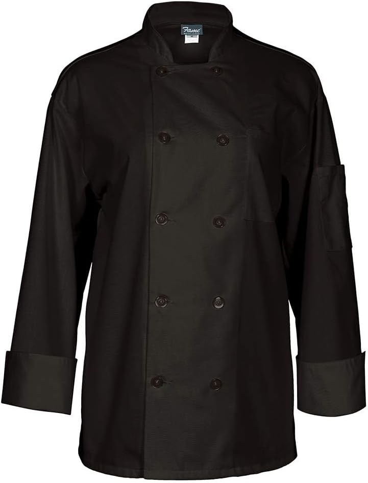 Fame 10 Button Mesh Back Long Sleeve Chef Coat - C11P
