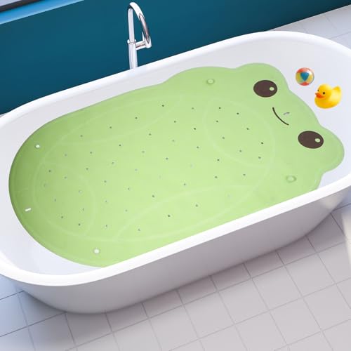 Bathtub Mat Non Slip for Baby Toddlers 30'x 18',Cute Bath Shower Mat with Frog Pattern for Tub,Washable Anti Slip Kids Bath Mat Shower Mats for...