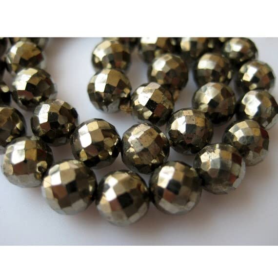 Perles en pyrite LKBEADS rondelles facettées de 6mm sur fil de 9 pouces pour enfilage