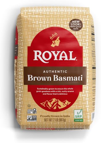 Royal Brown Basmati Rice - Authentic Long Grain Basmati Rice - 2 lb Bag (Pack of 5)