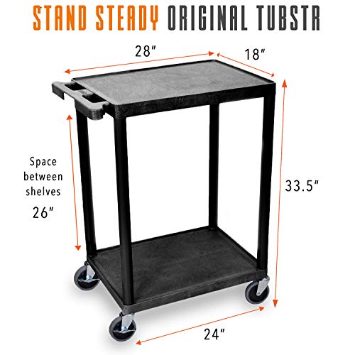 Original Tubstr  Flat Top Utility Cart/Service Cart  Compact, 24 X 18 Inches  Heavy Duty, Supports Up To 300 Lbs - Lipped Shelf Cart  Great For Warehouse, Garage, Cleaning And More #TOP5