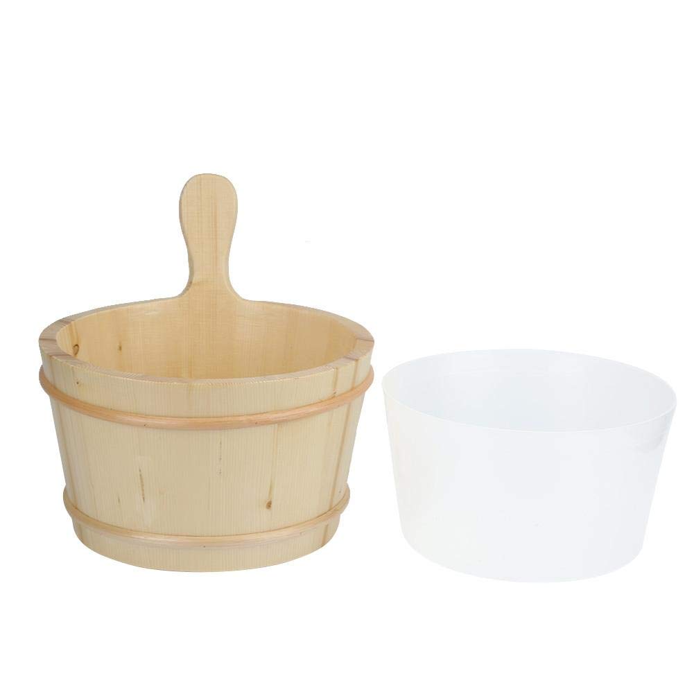 Lanpou Sauna Bucket, 4L Sauna natural Wooden Bucket Pail Set SPA Bathroom Sauna Room Accessory