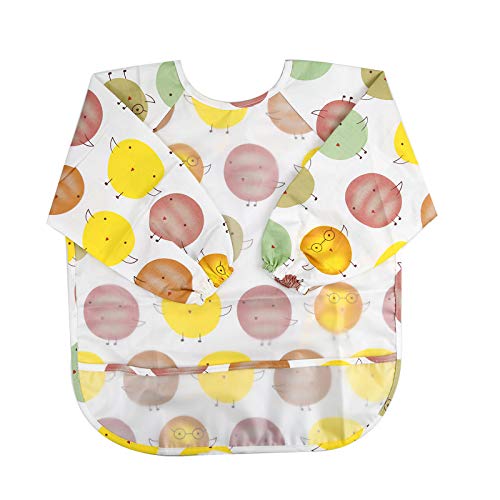 Baby-Fütterlätzchen mit Ärmeln, wasserdicht, Entwöhnungslätzchen, Baumwolle, Kinder, Unisex, Fütterlätzchen, Langarm, Lätzchen, Malerei, Spielschürzen, leicht zu reinigen, mehrfarbig, One Size Cover