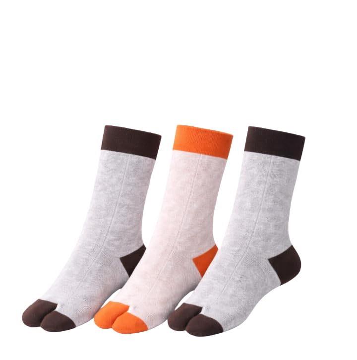 Split Toe Below Knee Cotton Socks, Pack of 3, Soft Breathable Comfortable Daily Long Socks for Women-image-42