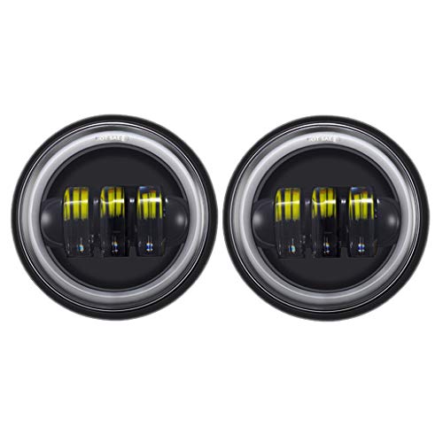 Z-OFFROAD 4-1/2" 4.5 LED Passing Lamps Motorcycle Spot Fog Lights Compatible With Harley Davidson Electra Glide Road King (Black with halo)